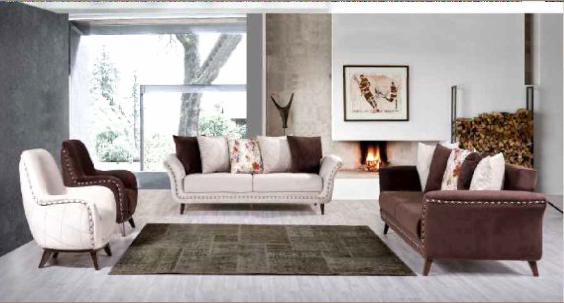 Brown/White Sofa